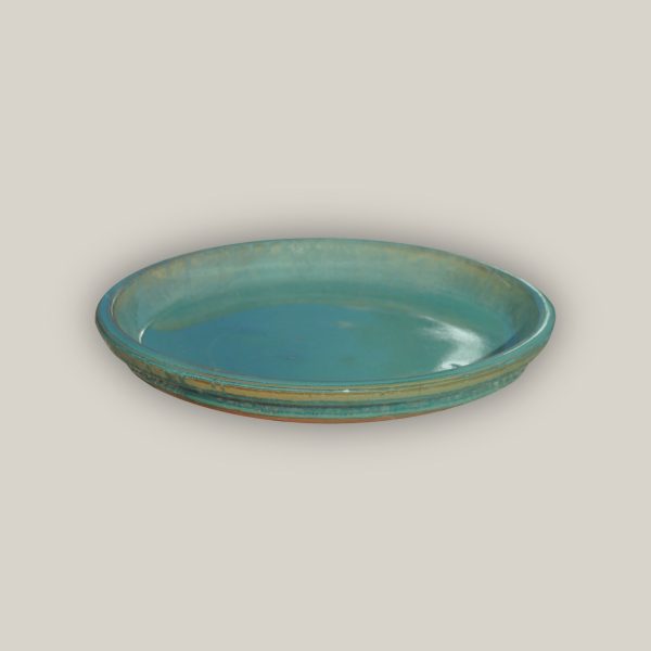 6135H1FS - Round | Turquoise Ceramic Plant Saucer | High Fired Ecofriendly Clay - Sizes 8 -24  - FREE SHIPPING For Sale