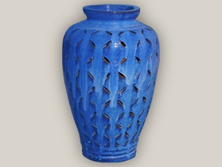 9149C1FS - Cobalt Blue Ceramic Cut Out Jar - FREE SHIPPING For Discount