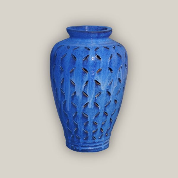 9149C1FS - Cobalt Blue Ceramic Cut Out Jar - FREE SHIPPING For Discount