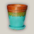 322M38FS - Iron Rust Copper Chun Round Ceramic Planter with Saucer -  FREE SHIPPING Fashion