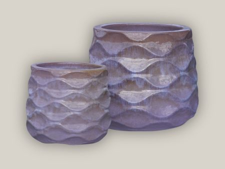 6101H80FS - Lavender Modern Wave Round Ceramic Planters - FREE SHIPPING For Cheap