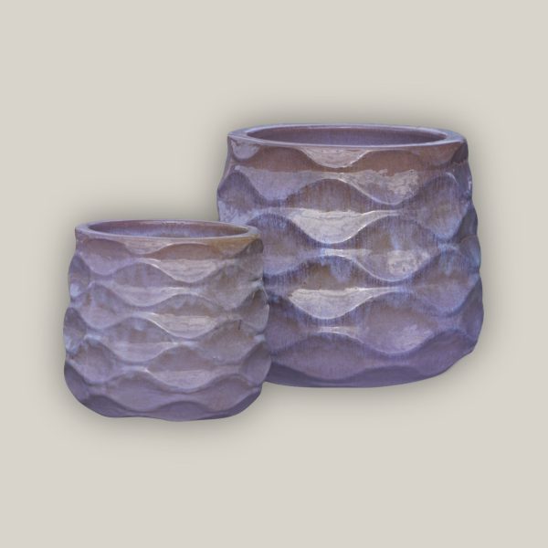 6101H80FS - Lavender Modern Wave Round Ceramic Planters - FREE SHIPPING For Cheap