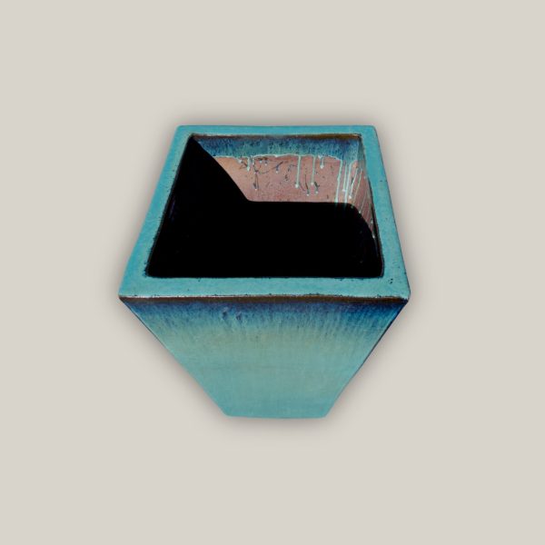 6018H1FS - Turquoise Square Wedge Planter - FREE SHIPPING Fashion