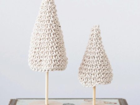 COTTON CROCHET TREES WITH WOOD BASE Discount