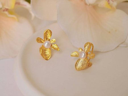 Small Orchid Traditional golden with pearl on Sale