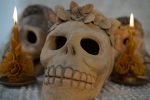 Raw Clay Flowers Calavera Skull For Sale