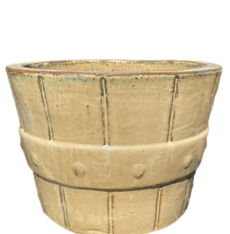 8457N7 -Cream Ceramic Barrel Planter Online Sale