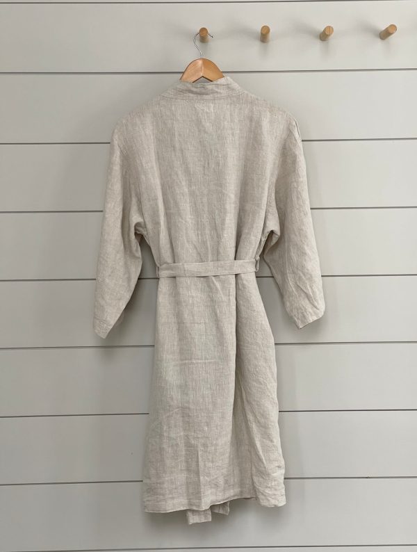 STONEWASH 100% FRENCH FLAX LINEN CLASSIC BATHROBE For Sale