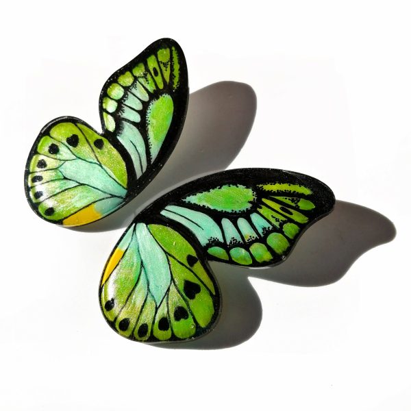 XL Pointed Half Green Birdwing Butterfy Earrings Online Sale