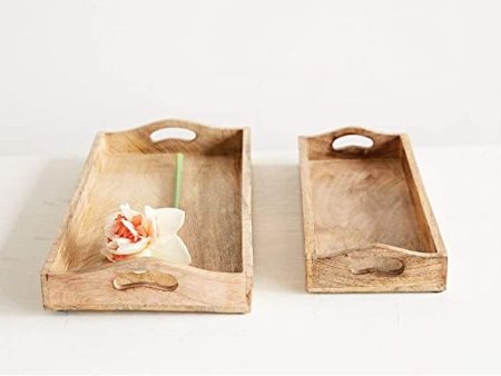 RECTANGLE MANGO WOOD TRAYS Fashion