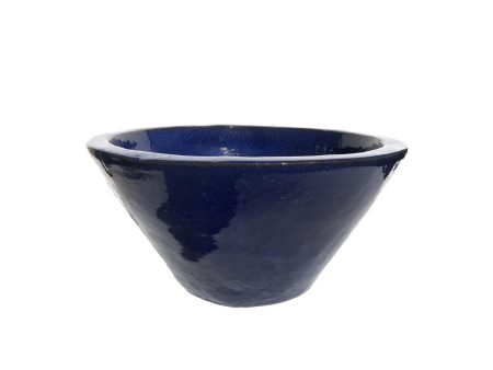 9823C1 - Cobalt Blue Ceramic Wide Cone Planter For Sale