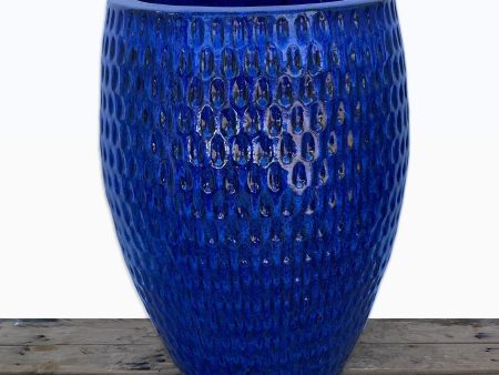 8569N8 - Blue Slim Waffle Ceramic Planter on Sale