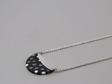 Black and Clear Crescent Necklace Cheap